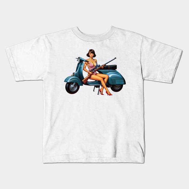 Scooter Girl Kids T-Shirt by Rawlifegraphic